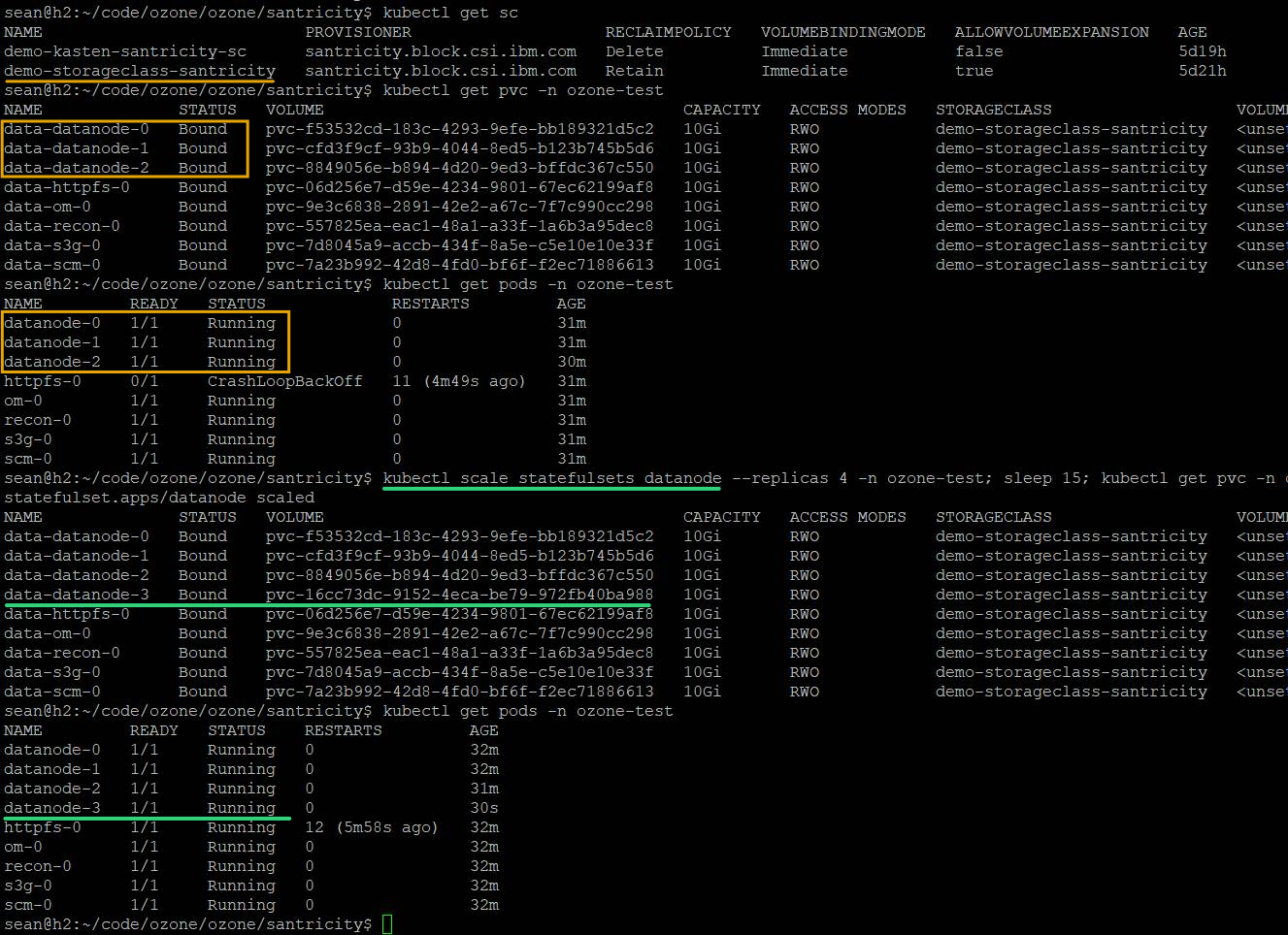 Apache Ozone stateful set scaling