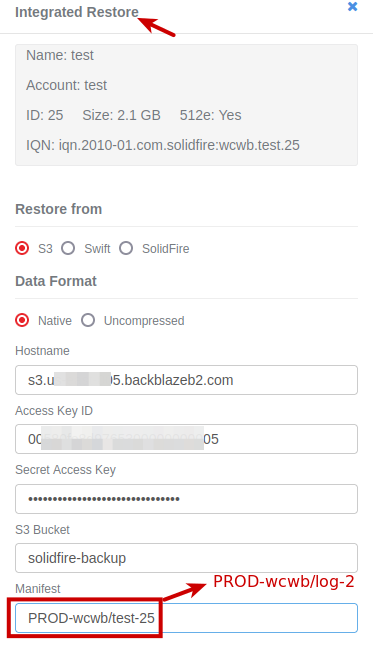 Backblaze key pair for restore