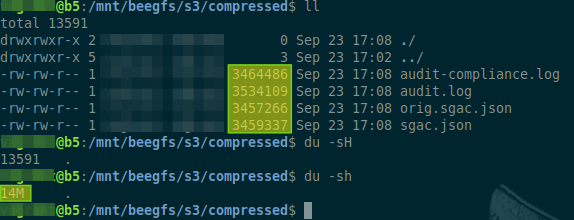 Filesystem data was compressed and 70% smaller