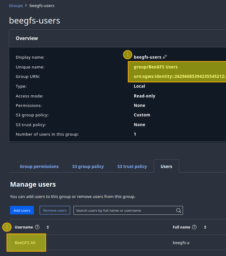 Create additional users and add to group