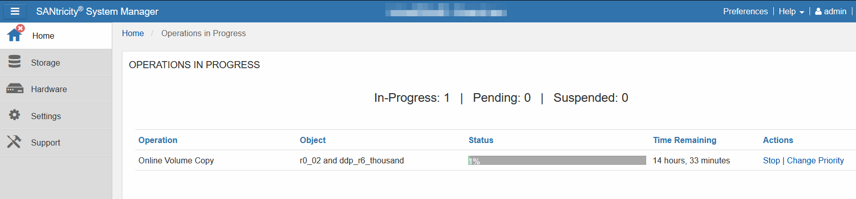 Volume Copy job details