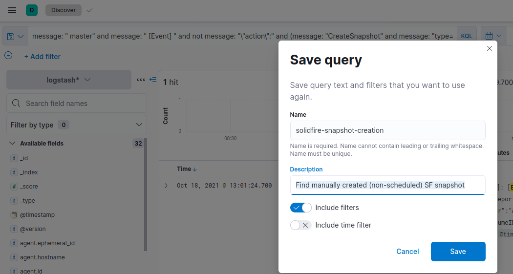 Save query in Kibana