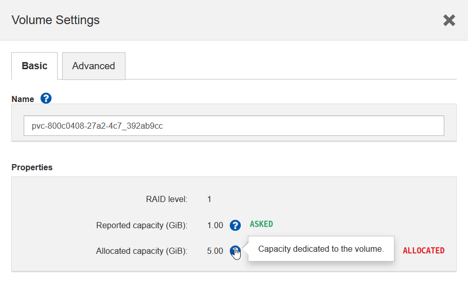 SANtricity CSI volume overprovisioning