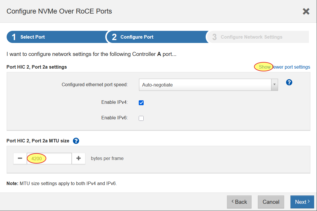 SANtricity UI wizard for NVMe/RoCE configuration step 1