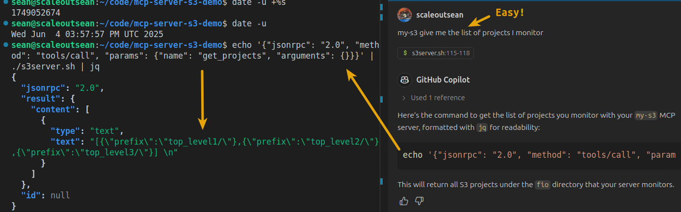 MCP server for S3 service in VSCode - Q&A with RPC