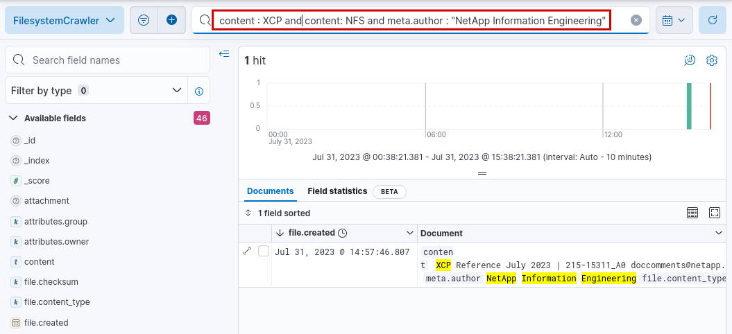 Search for metadata or content