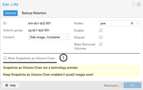 Allow Snapshots as Volume-Chain