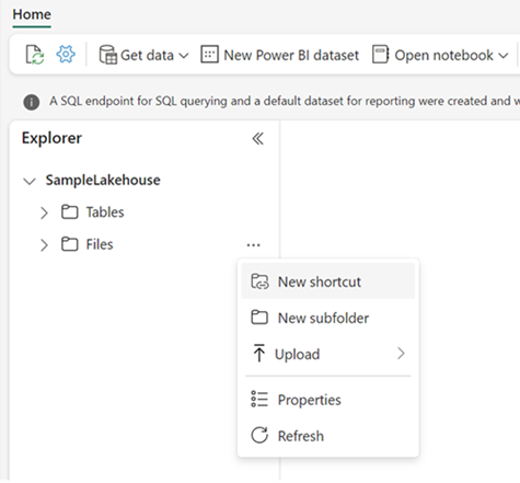 Create OneLake shortcut