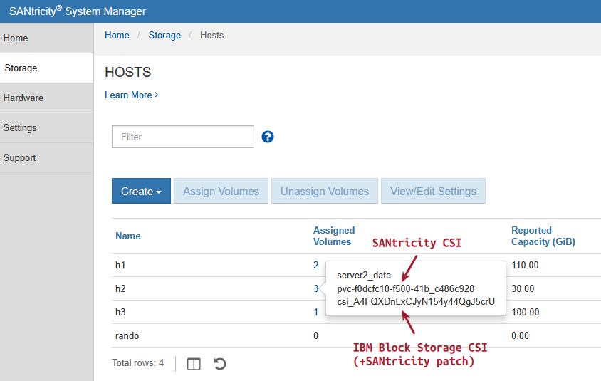 IBM Block CSI (patched for SANtricity) volume name in SANtricity