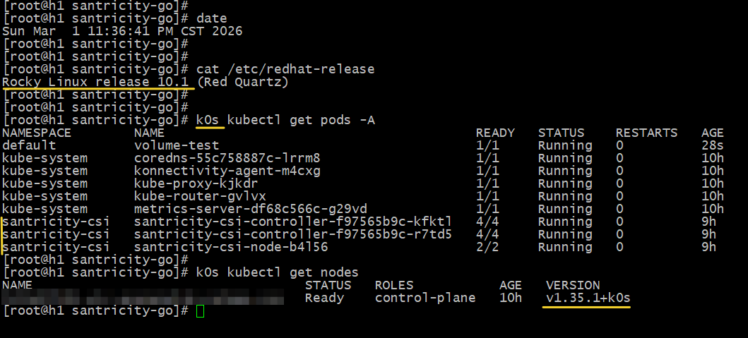 k0s on Rocky Linux with SANtricity CSI
