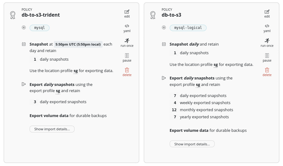 K10 data protection policies with SolidFire