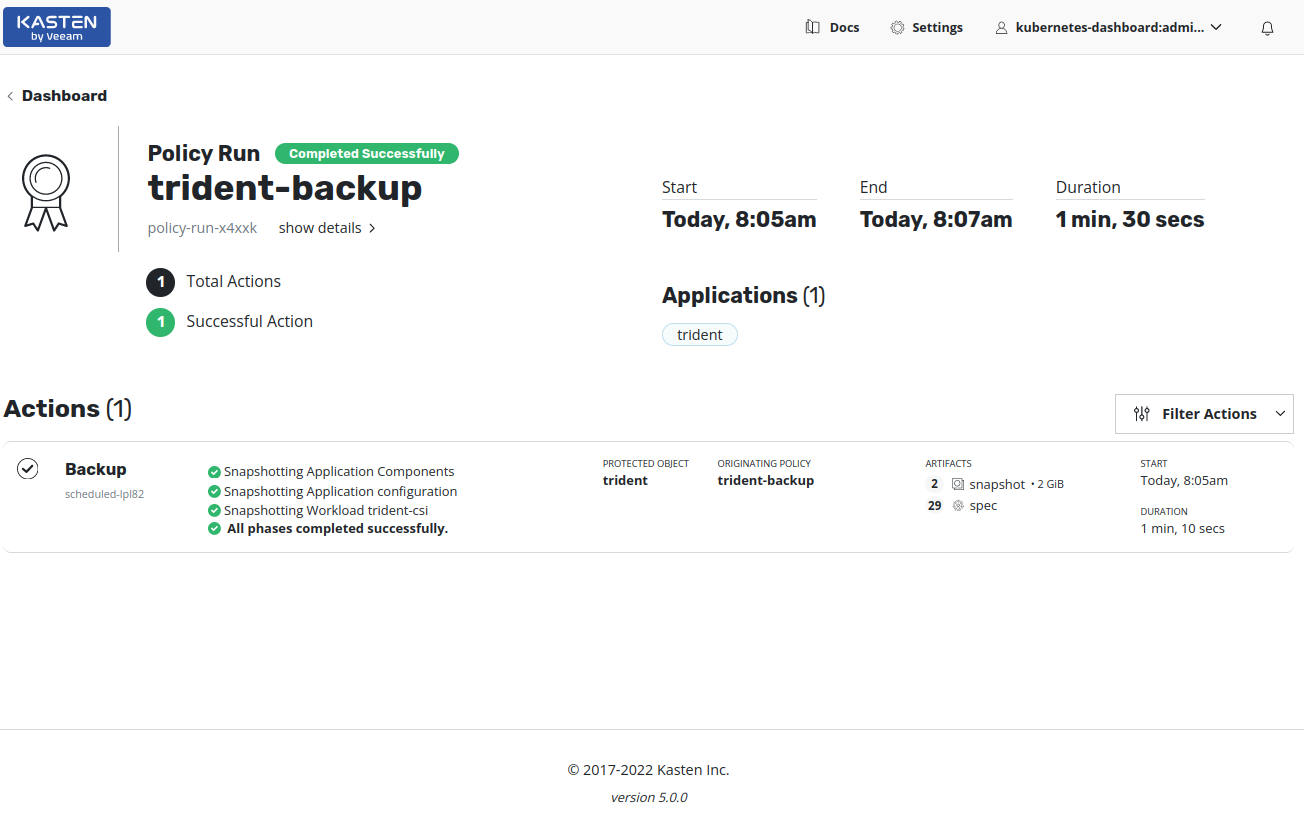 Backup Policy Run with SolidFire