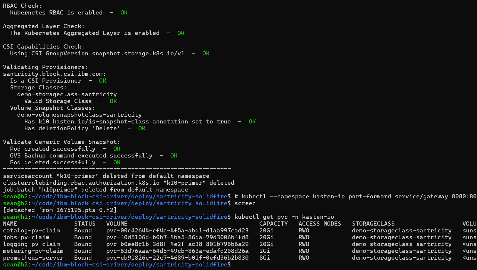 Kasten 8.5.8 with IBM Block CSI with SANtricity patch