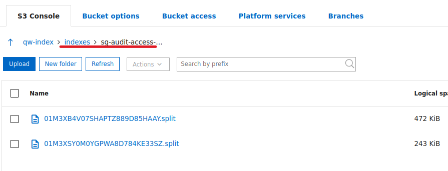 StorageGRID bucket with indexes