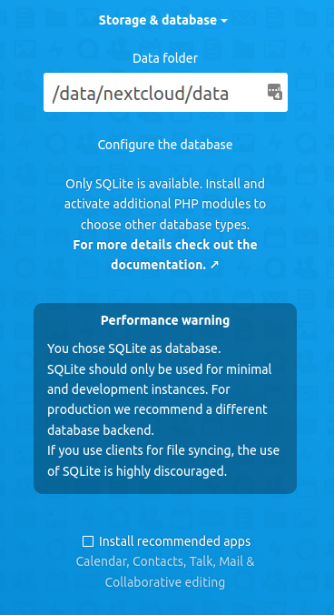 Nextcloud-NGINX-SQLite ready to go