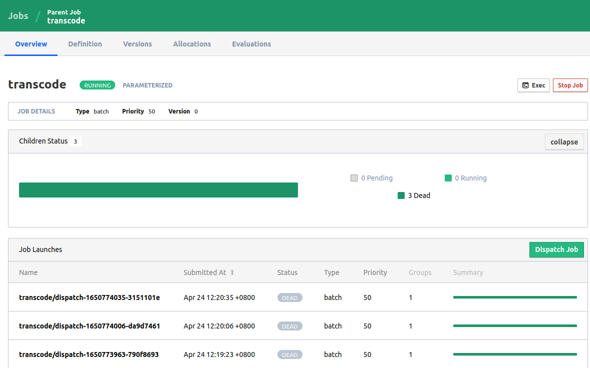 Parametric job runs on Nomad with BeeGFS
