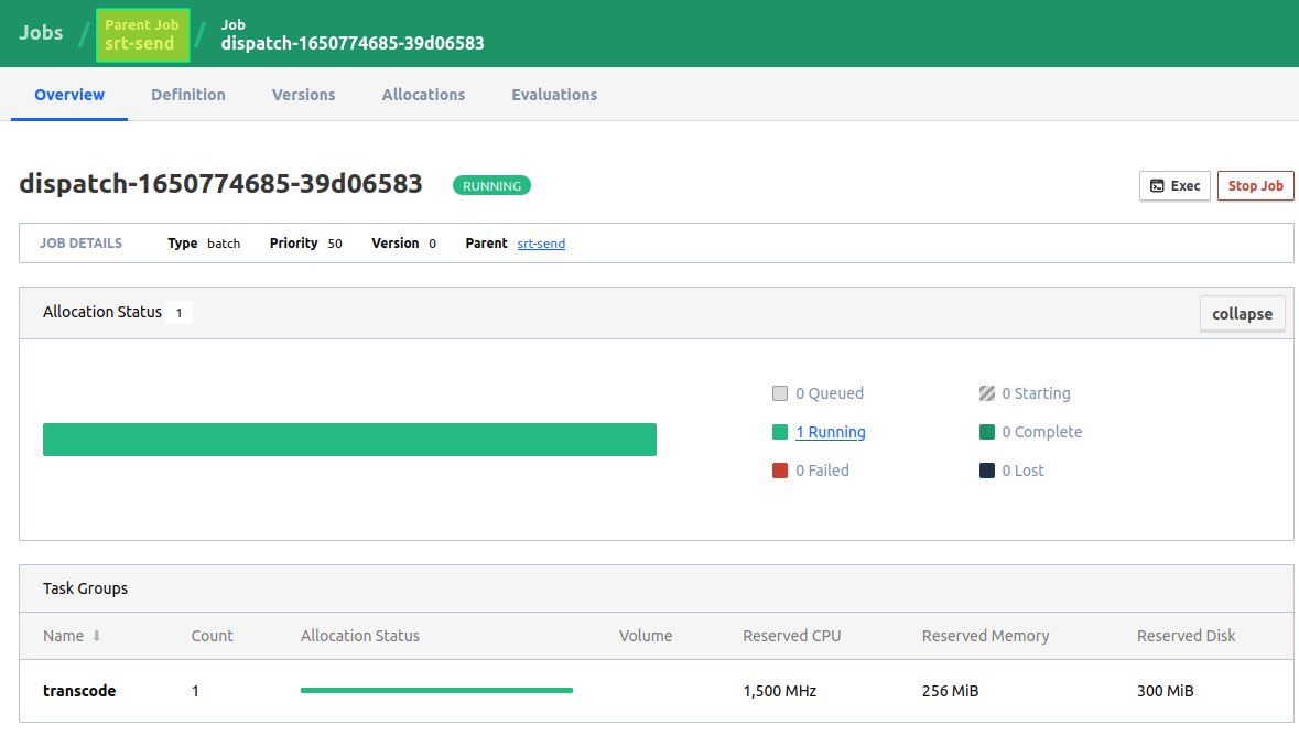 Running SRT file transfer batch job
