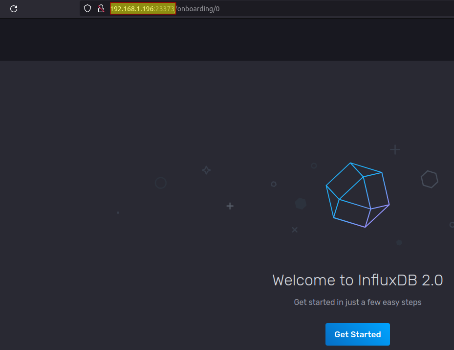 Onboarding page of InfluxDB