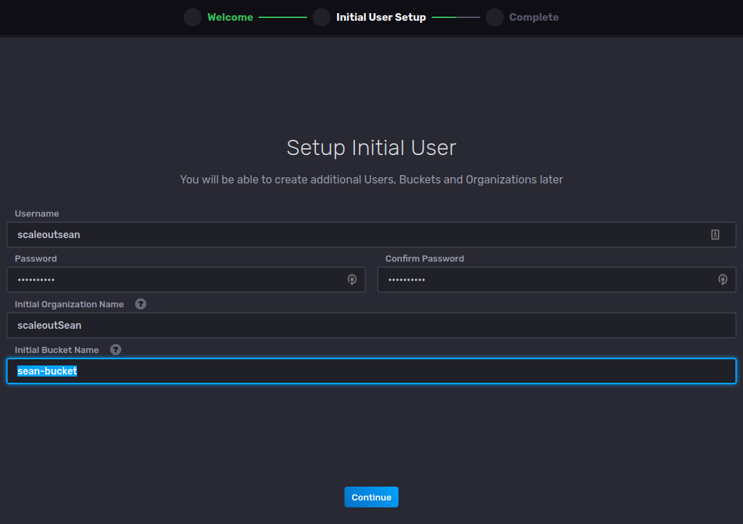 Configure InfluxDB