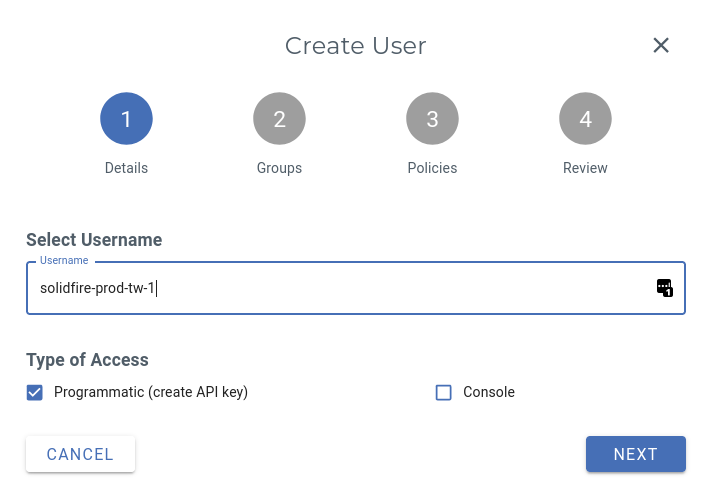 Create dedicated backup user account