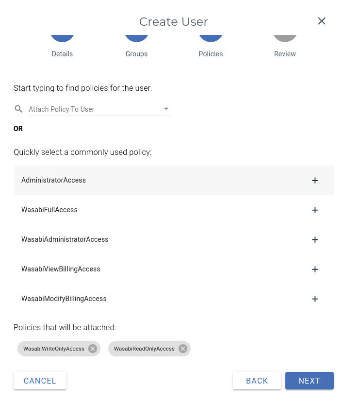 Create or assign access policies