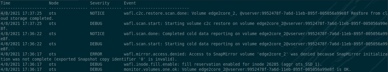 Restoring Photon IoT snapshot onto ONTAP Select (on-prem VM) or Cloud Volumes ONTAP (cloud-based ONTAP VM)
