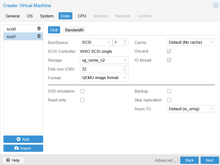PBS disks on LVM backed by 2 E-Series NVMe/RoCE volumes