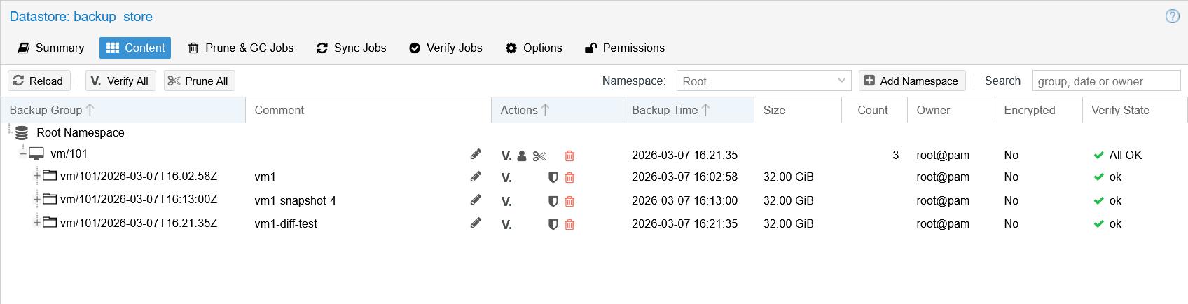Backup validation with PBS