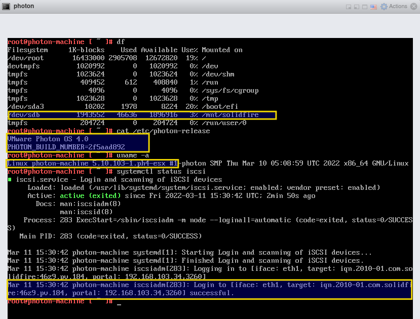 Photon 4.0 with SolidFire iSCSI