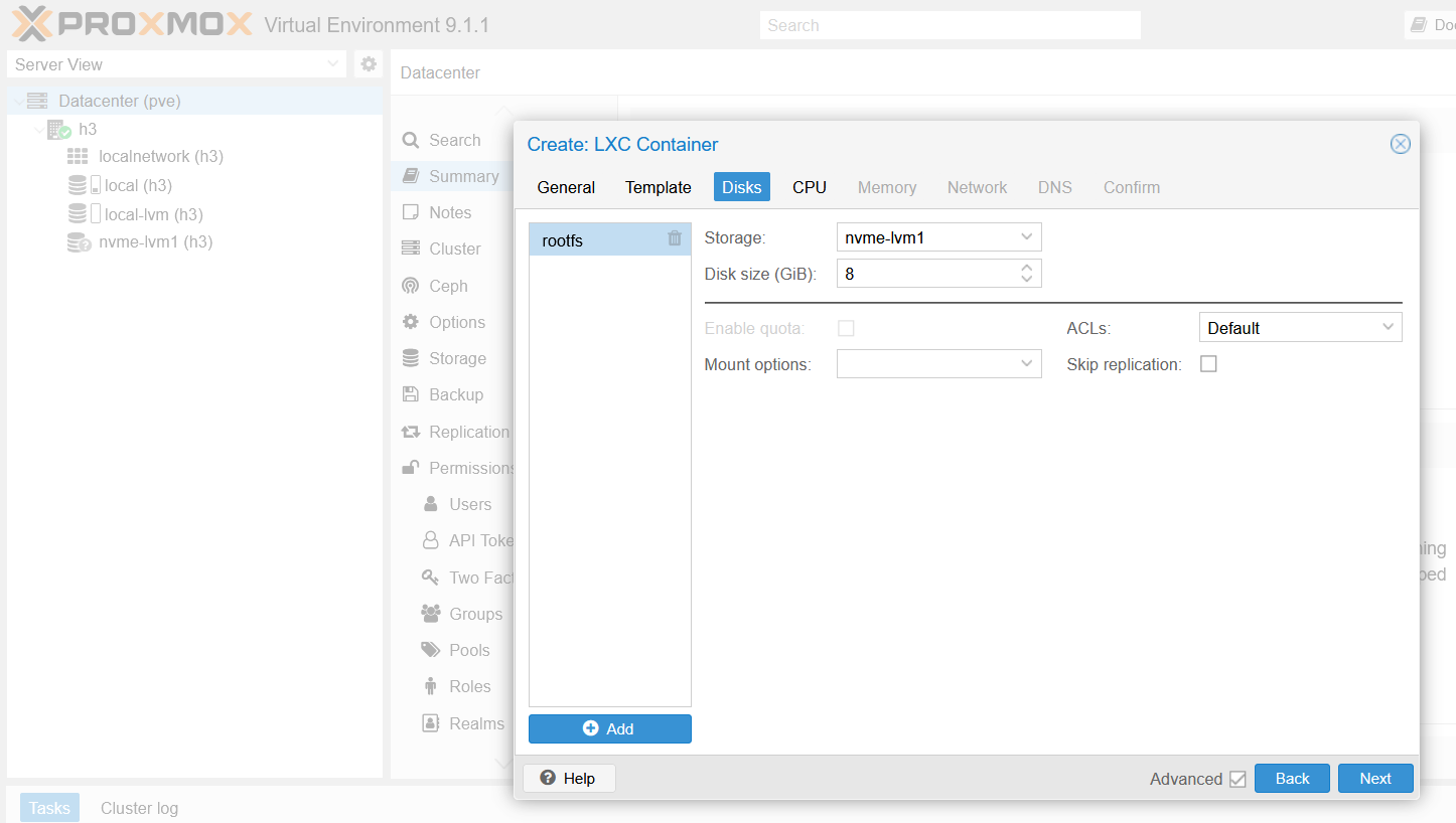 Creatt LXC CD on E-Series block LVM 