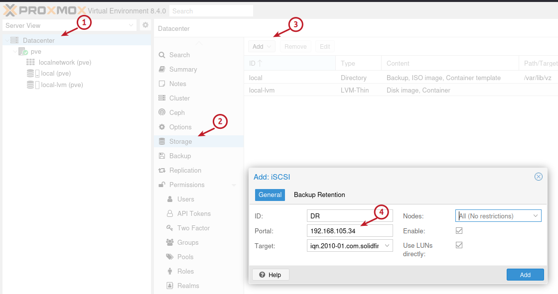 Configure iSCSI Target