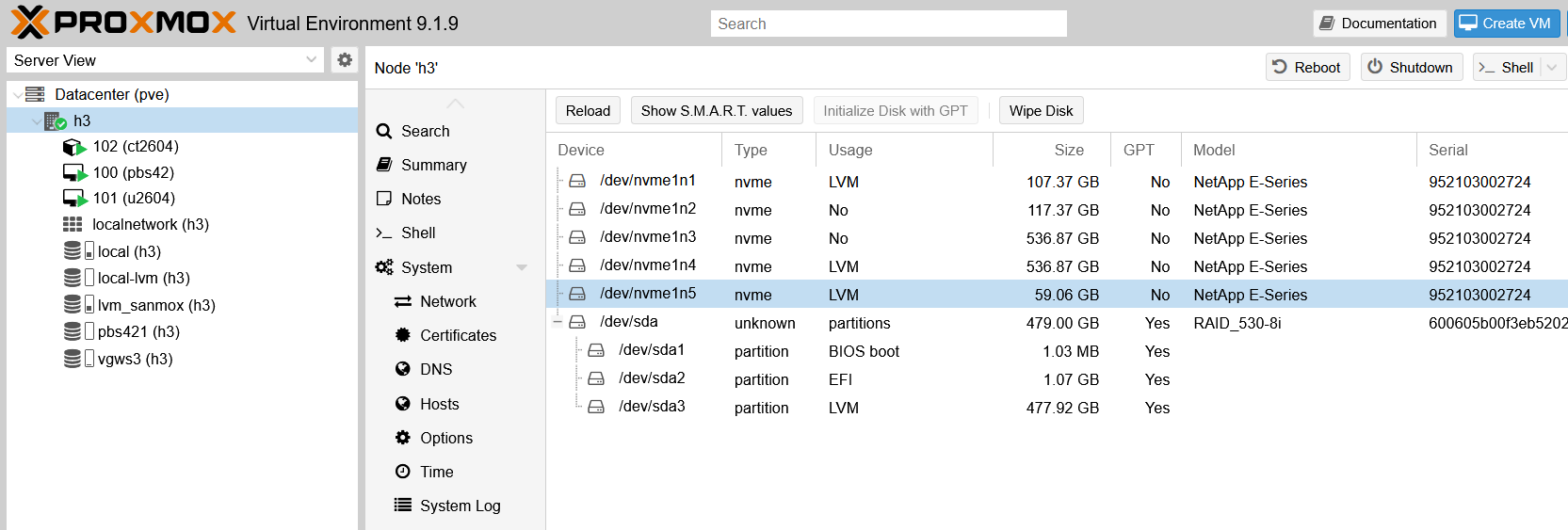 LVM-to-disk mapping