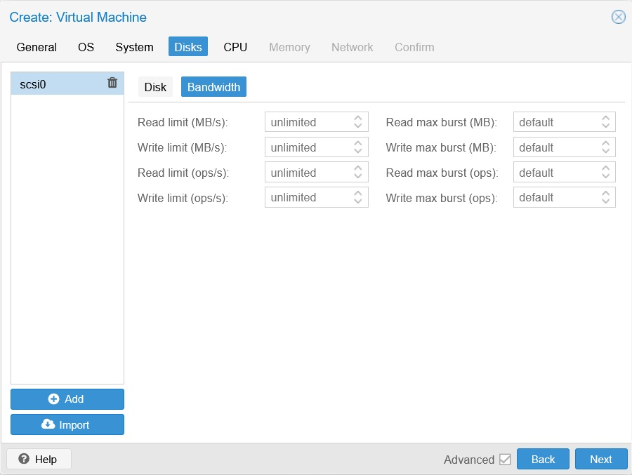 PVE bandwidth and IOPS control