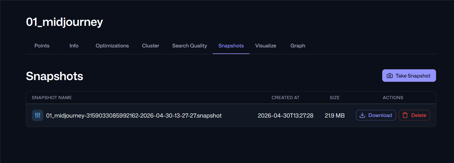 Qdrant snapshot