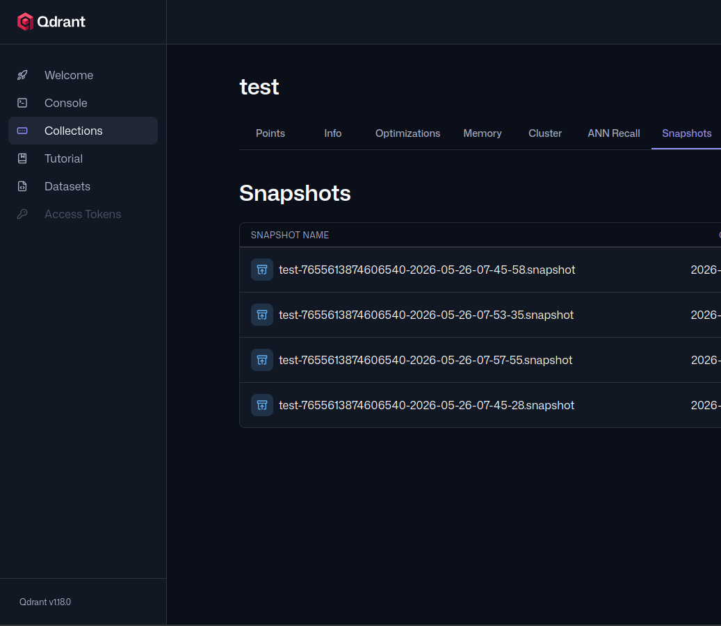 Qdrant snapshot