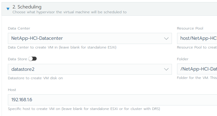 Select VM Host in a DRS environment