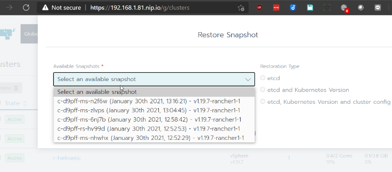 Rancher backups in Rancher Web UI