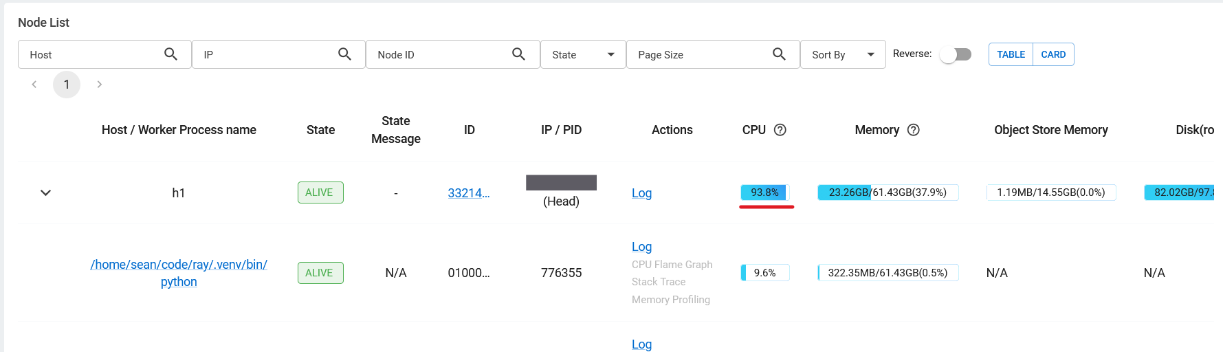 Ray job CPU utilization