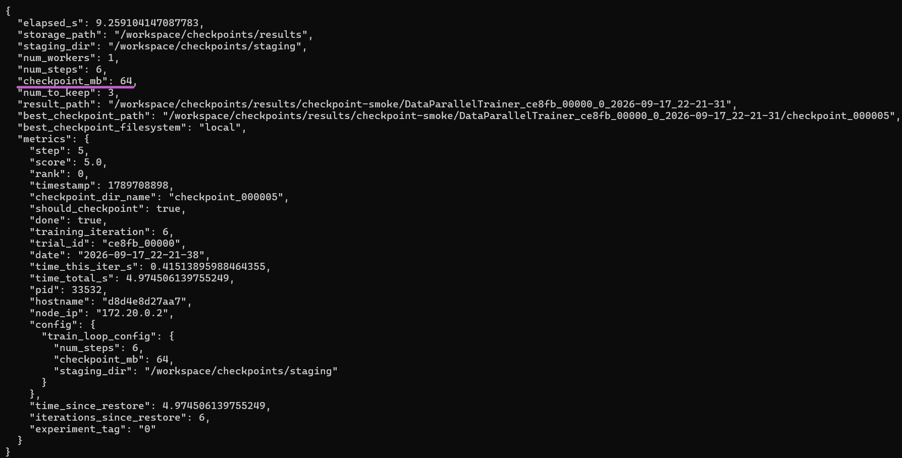 Ray model checkpointing setup