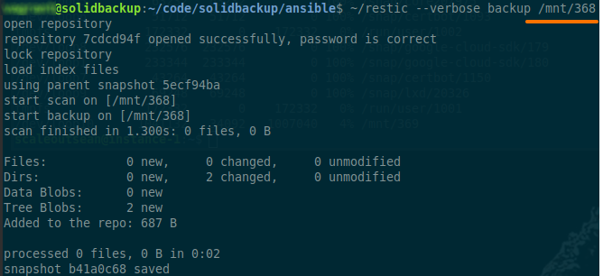 Step three - backup