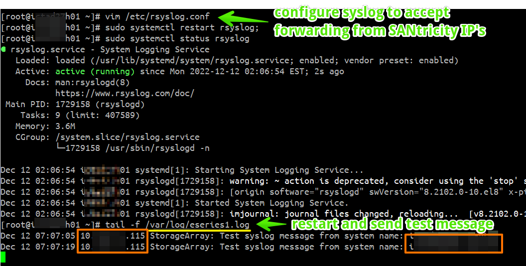 Accept SANtricity messages in rsyslog