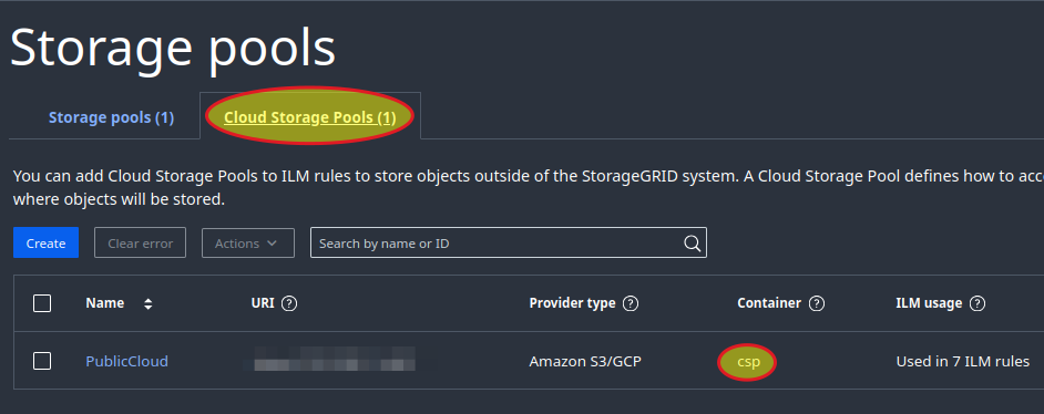 CSP storage pool