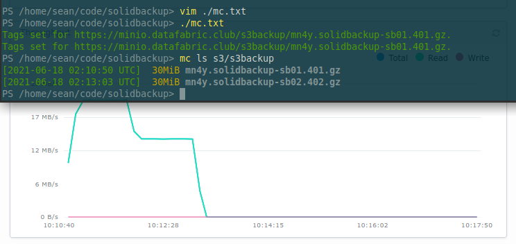SolidBackup with MinIO client