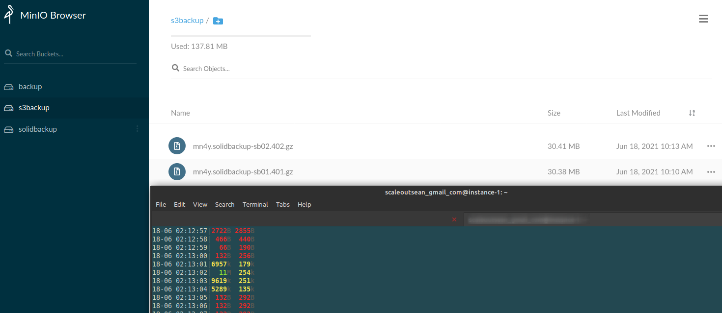 SolidBackup with MinIO client