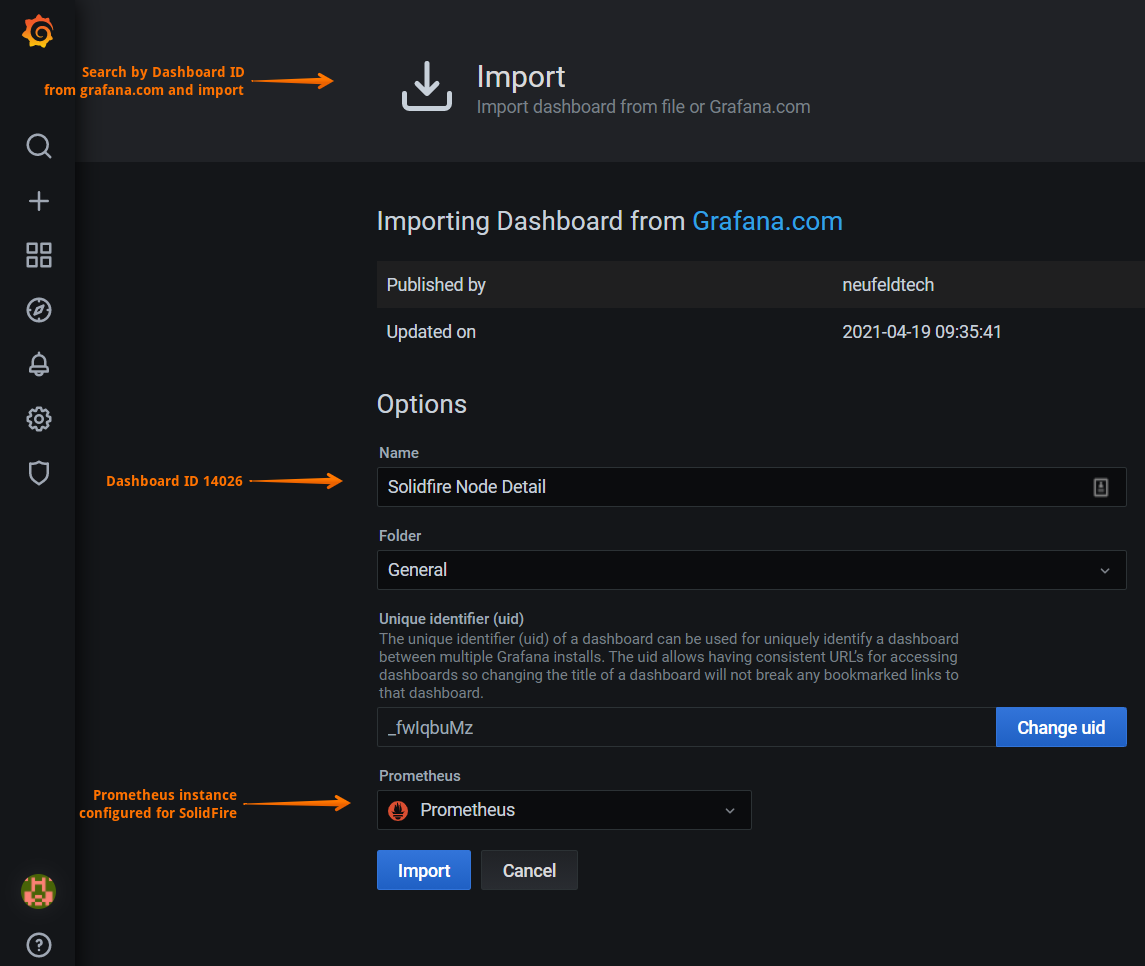 solidfire-exporter - import solidfire-exporter node dashboard to Grafana