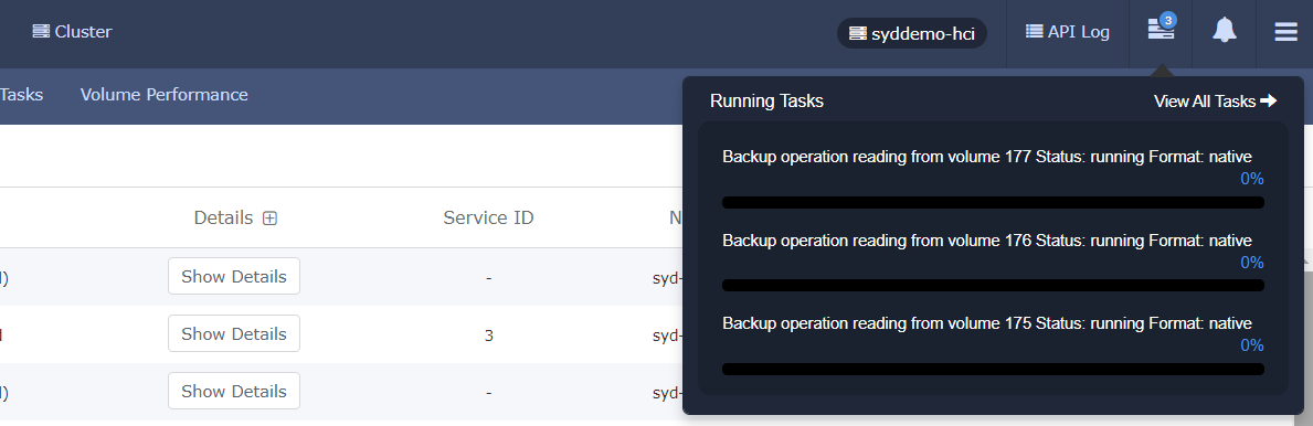 solidfire-exporter - volume backup jobs