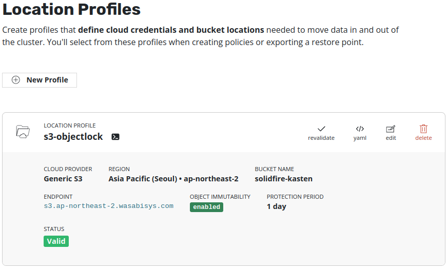Create Location Profile in Wasabi