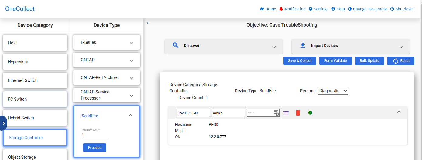 Generate and download SolidFire or eSDS logs with NetApp ActiveIQ OneCollect tool