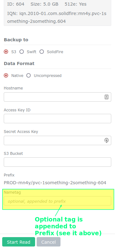 SolidFire Operator - backup tags