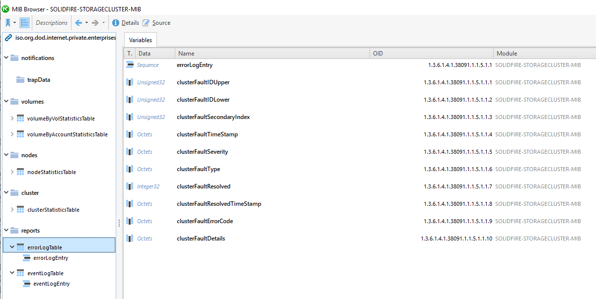 SNMP Events - Error Log